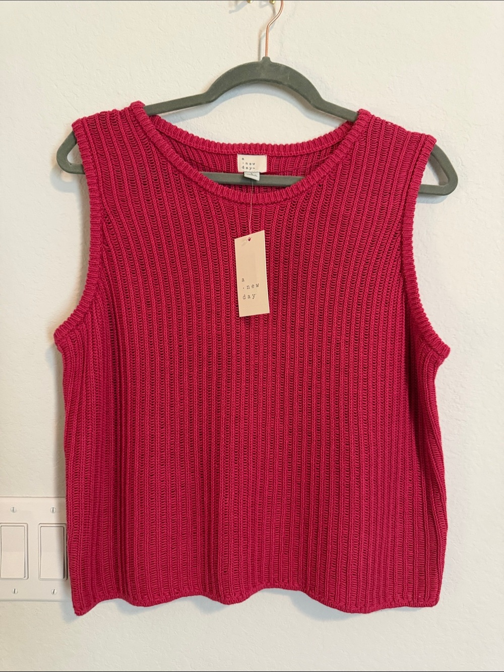 a new day Ribbed Sleeveless Tank Top - Hot Pink